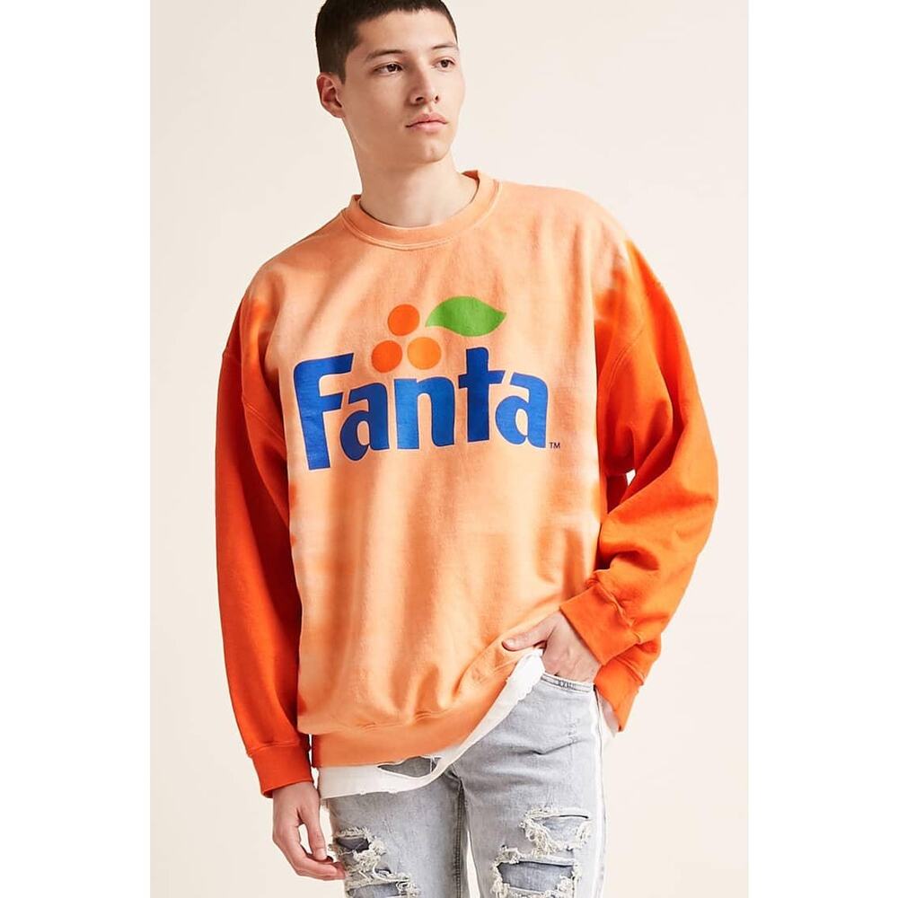 Fanta Orange Logo Crewneck Sweatshirt Tie-Dye Style Unisex Size Medium